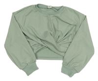 Svetlozelená crop mikina s uzlom Shein