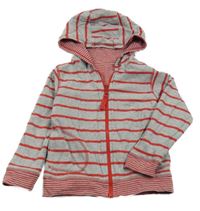 Sivo-červená pruhovaná prepínaci obojstranná mikina s kapucňou M&S