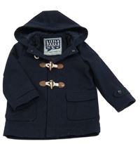 Tmavomodrá flaušová zateplená bunda s kapucí Tu