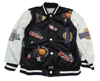 Čierno-svetlosivá baseballová mikina s potlačou Shein