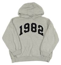 Světlešedá melírovaná mikina s číslem a kapucí Next