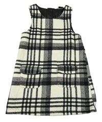 Svetlošedá -čierne kockované vlnené šaty F&F