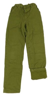 Khaki plátěné podšité kalhoty Little Kids