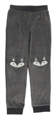 Tmavosivé plyšové tepláky s liškami Little Kids