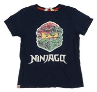 Tmavomodré tričko s lego Ninjago z překlápěcích flitrů H&M