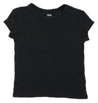 Čierne rebrované crop tričko H&M