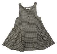 Béžovo-čierno-hnedé kockované šaty s gombíkmi Primark