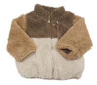 Hnedo-krémová huňatá podšitá bunda H&M