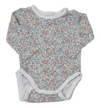Bílo-zeleno-růžové květované body H&M