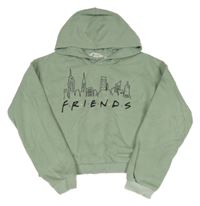 Zelená crop mikina s potlačou a kapucí - Friends H&M