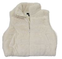 Světlebéžová kožešinová podšitá crop vesta New Look