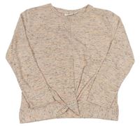 Meruňkovo-sivý melírovaný ľahký sveter