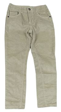 Béžové zamatové trblietavé skinny nohavice M&S