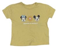 Béžové tričko s Mickeym a Minnie George