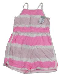 Růžovo-lila pruhovaný kraťasový overal Primark