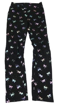 Čierne vzorované tregíny s jednorožcami H&M