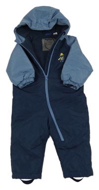 Tmavomodro-modrá šušťáková zimná kombinéza s kapucňou zn. Lupilu