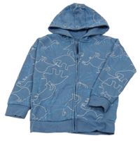 Modrá vzorovaná prepínaci mikina s dinosaurami a kapucňou Primark