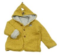 Okrový melírovaný podšitý propínací svetr s dinem a kapucí s ostny Mothercare