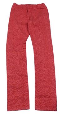 Růžovo-červené vzorované džegíny 