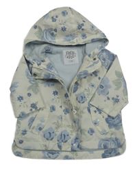 Smetanovo-fialová květovaná šusťáková jarní bunda s kapucí F&F