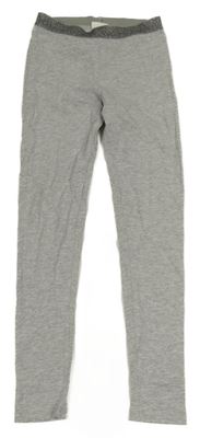 Sivé melírované legíny so strieborným pasom alive