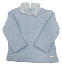 Svetlomodrá rebrovaná mikina s golierikom