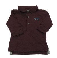 Švestkové melírované polo triko s výšivkou Next