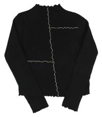 Čierne rebrované crop tričko H&M