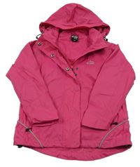 Tmavorůžová šusťáková funkční jarní bunda s nápisem a kapucí 