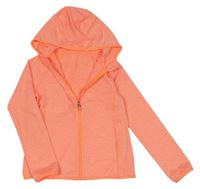 Neonově oranžová melírovaná sportovní propínací mikina s kapucí dunnes