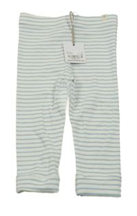 Nové - bielo-svetlomodré pruhované rebrované ľahké tepláky Tu