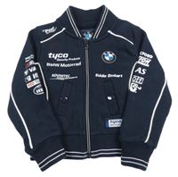 Tmavomodrá propínací mikina s nápisy - BMW