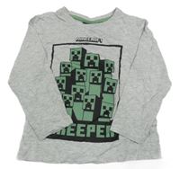 Šedé melírované triko s Minecraft