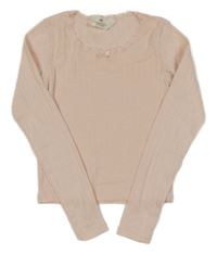 Svetloružové vzorované pyžamové tričko s čipkou H&M