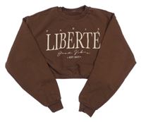 Hnedá crop mikina s nápisom Matalan