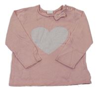 Svetloružový ľahký sveter so srdcem H&M