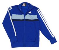 Modrá sportovní funkční propínací mikina s logem Adidas