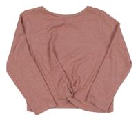 Svetloružový ľahký crop sveter Tu