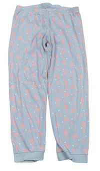 Svetlomodré bodkovaná é pyžamové nohavice so srdiečkami