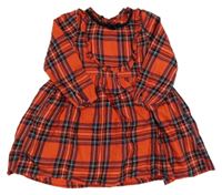 Červeno-tmavomodro-čierno-biele kockované šaty s volánikmi Next