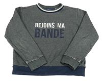 Tmavosivá mikina s nápisom Okaidi