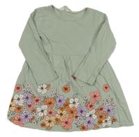 Zelené šaty s kvetmi H&M