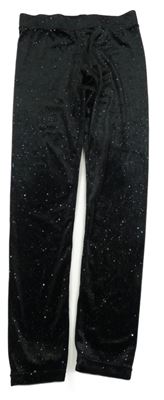 Černé sametové třpytivé legíny H&M