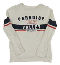 Bílo-tmavomodro-červené mikinotriko s nápismi a číslom H&M