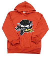 Červená mikina s ninjou a kapucňou