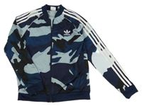 Tmavomodro-světlemodrá army propínací mikina s pruhy a logem Adidas