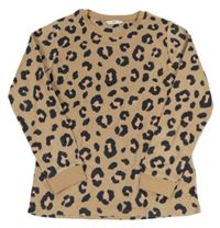 Béžovo-čierno-ružová fleecová mikina s leopardím vzorom M&S