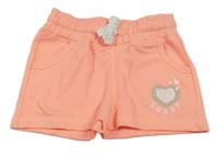 Neonovo korálové teplákové kraťasy so srdiečkom Kiki&Koko