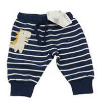 Nové - Tmavomodro-biele pruhované tepláky s dinem M&S